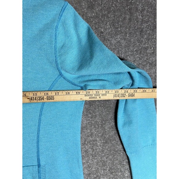 Eddie Bauer Mock Neck 1/4 Zip Sweater Womens Size Medium Blue Kangaroo Pocket - Picture 6 of 7